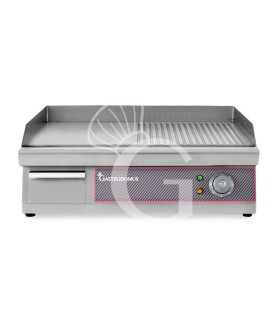 Fry top eléctrico de sobremesa, una placa lisa y acanalada 3000 W Monofásico