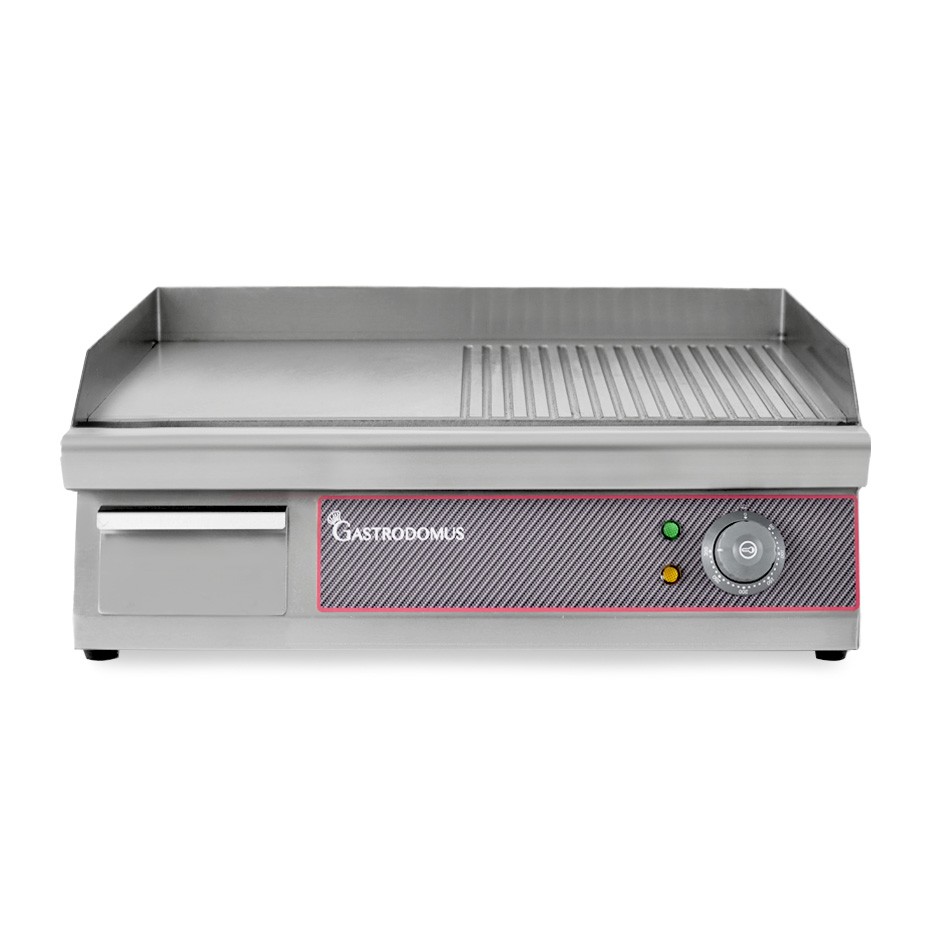 Fry top eléctrico de sobremesa, una placa lisa y acanalada 3000 W Monofásico