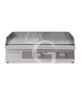 Fry Top eléctrico de sobremesa placa lisa y acanalada doble 4400 W Monofásico