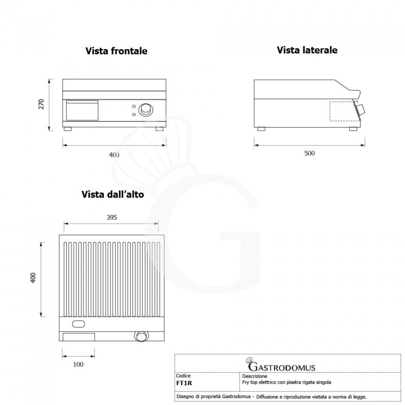 Fry Top eléctrico de sobremesa placa acanalada 3000 W Monofásico
