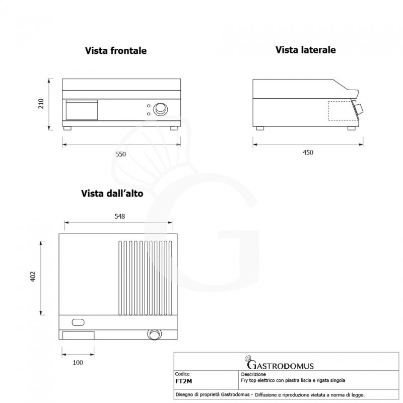 Fry top eléctrico de sobremesa, una placa lisa y acanalada 3000 W Monofásico