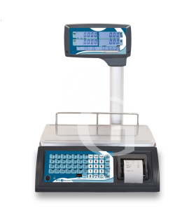 Báscula comercial con columna e impresora capacidad de 30 kg con una precisión de 5/10 g. L 370 mm x P 410 mm x A 470 mm