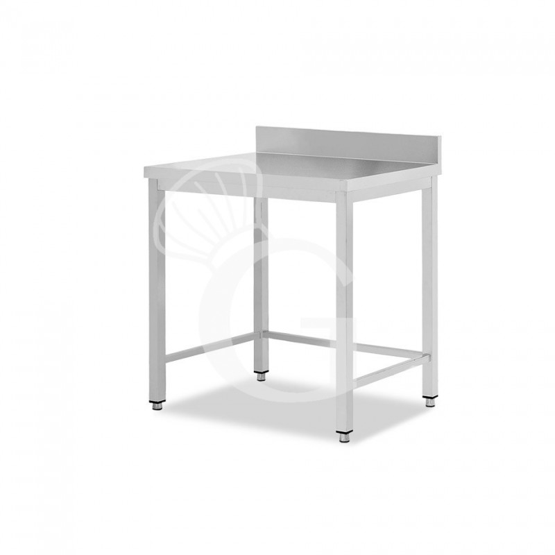 Mesa simple de acero inox con peto y L 400 mm x P 800mm x H 950 mm