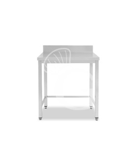 Mesa simple de acero inox con peto y L 400 mm x P 800mm x H 950 mm