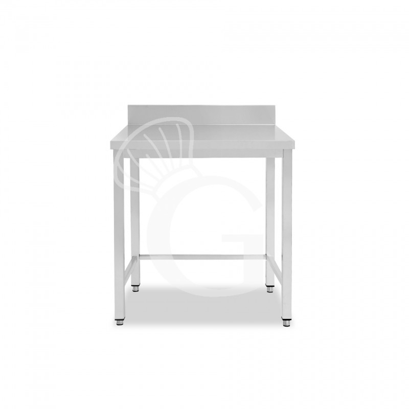 Mesa simple de acero inox con peto y L 400 mm x P 800mm x H 950 mm