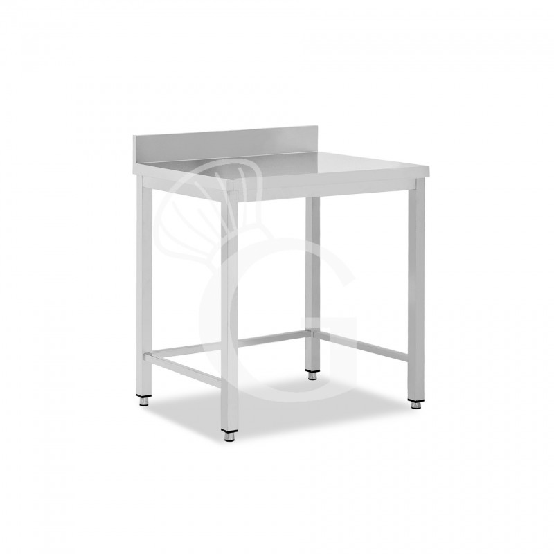 Mesa simple de acero inox con peto y L 400 mm x P 800mm x H 950 mm