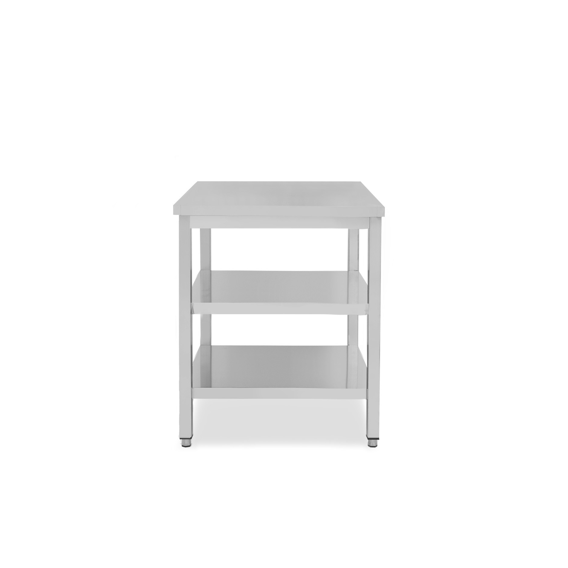 Mesa de trabajo de acero inoxidable con 2 estantes, L 400 mm x P 800 mm x A 865 mm