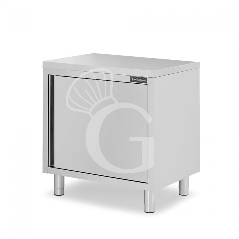 Mesa mural de acero inoxidable 1 puerta batiente L 600 mm x P 700 mm x A 850 mm