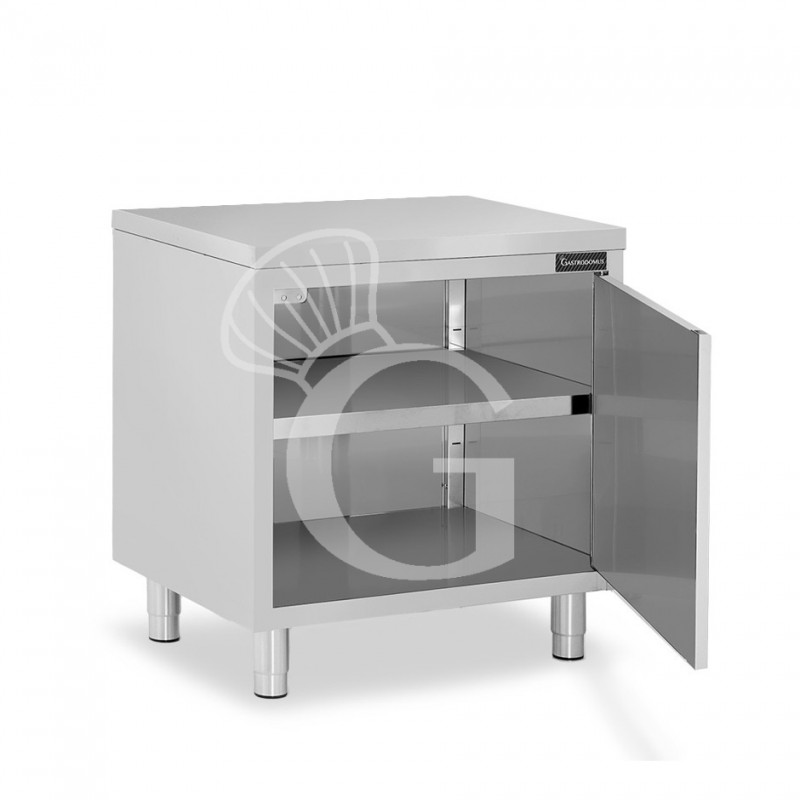 Mesa mural de acero inoxidable 1 puerta batiente L 600 mm x P 700 mm x A 850 mm