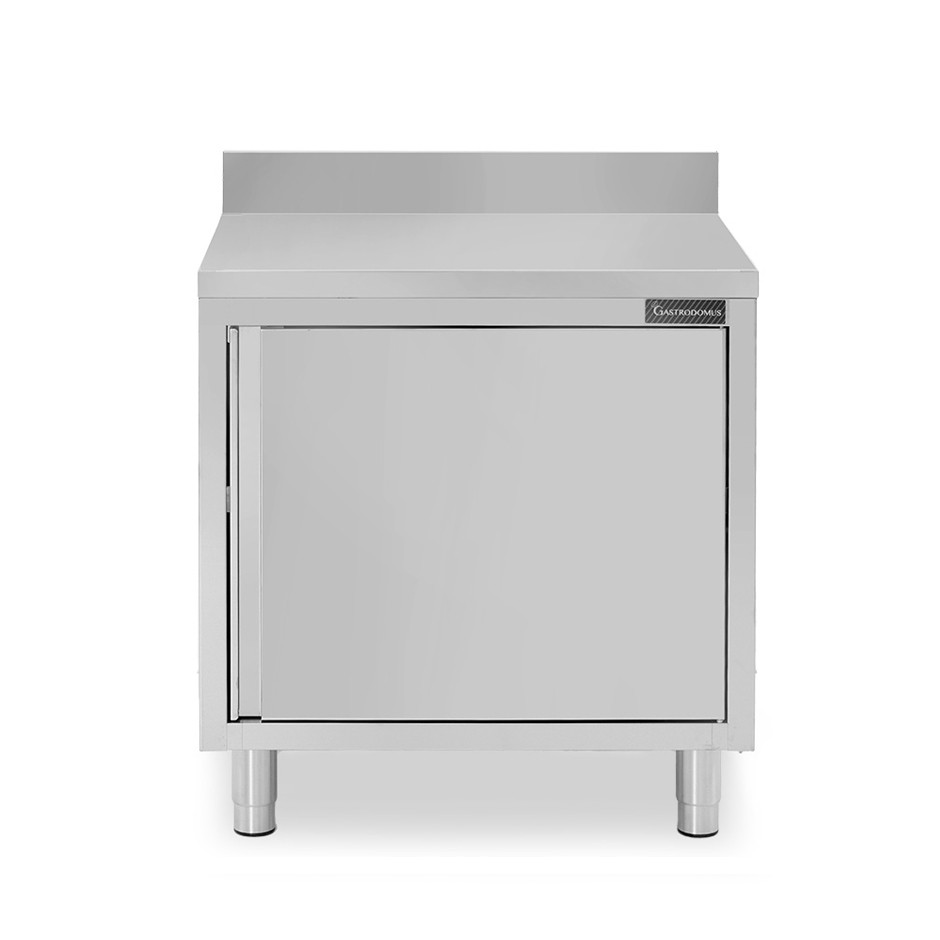 Mesa mural de acero inoxidable 1 puerta batiente y peto L 800 mm x P 700 mm x A 950 mm