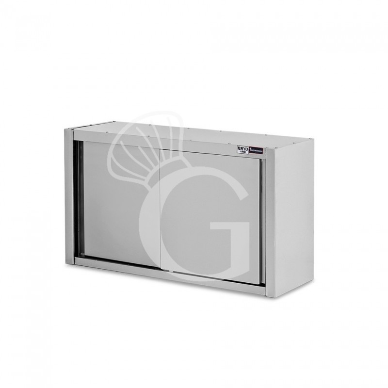 Armario de pared inox con escurridor, 2 puertas correderas, 1 estante perforado, L 1200 mm x P 400 mm x A 800 mm