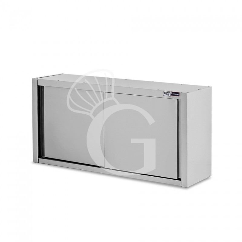 Armario de pared inox con escurridor, 2 puertas correderas, 1 estante perforado, L 1500 mm x P 400 mm x A 800 mm