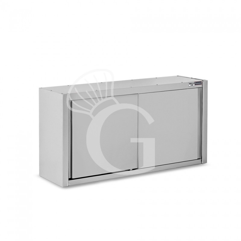 Armario de pared inox con escurridor, 2 puertas correderas, 1 estante perforado, L 1600 mm x P 400 mm x A 800 mm