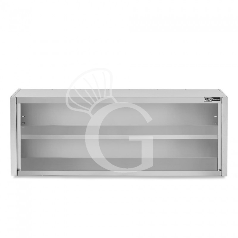 Armario de pared abierto de acero inoxidable con 1 estante, longitud 1900 mm x profundidad 400 mm x altura 660 mm