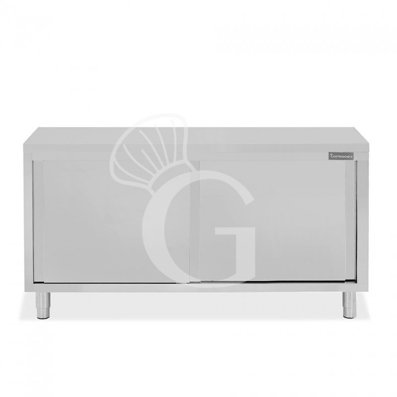 Mesa mural de acero inoxidable con puertas correderas dobles L 1700 mm x P 800 mm x A 850 mm