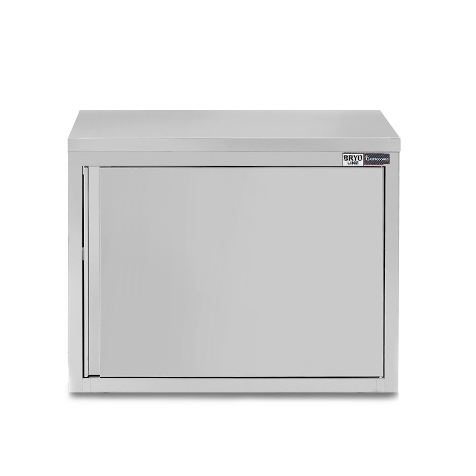 Armario de pared de acero inoxidable con 2 puertas batientes y 1 estante, L 700 mm x P 400 mm x A 800 mm