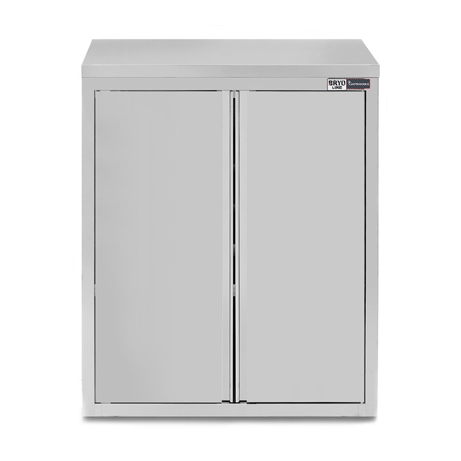 Armario de pared de acero inoxidable con 2 puertas batientes y 2 estantes, L 1000 mm x P 400 mm x A 1000 mm