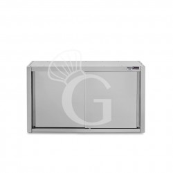 Armario de pared inox con escurridor, puertas correderas, 2 estantes perforados, L 1400 mm x P 400 mm x A 1000 mm