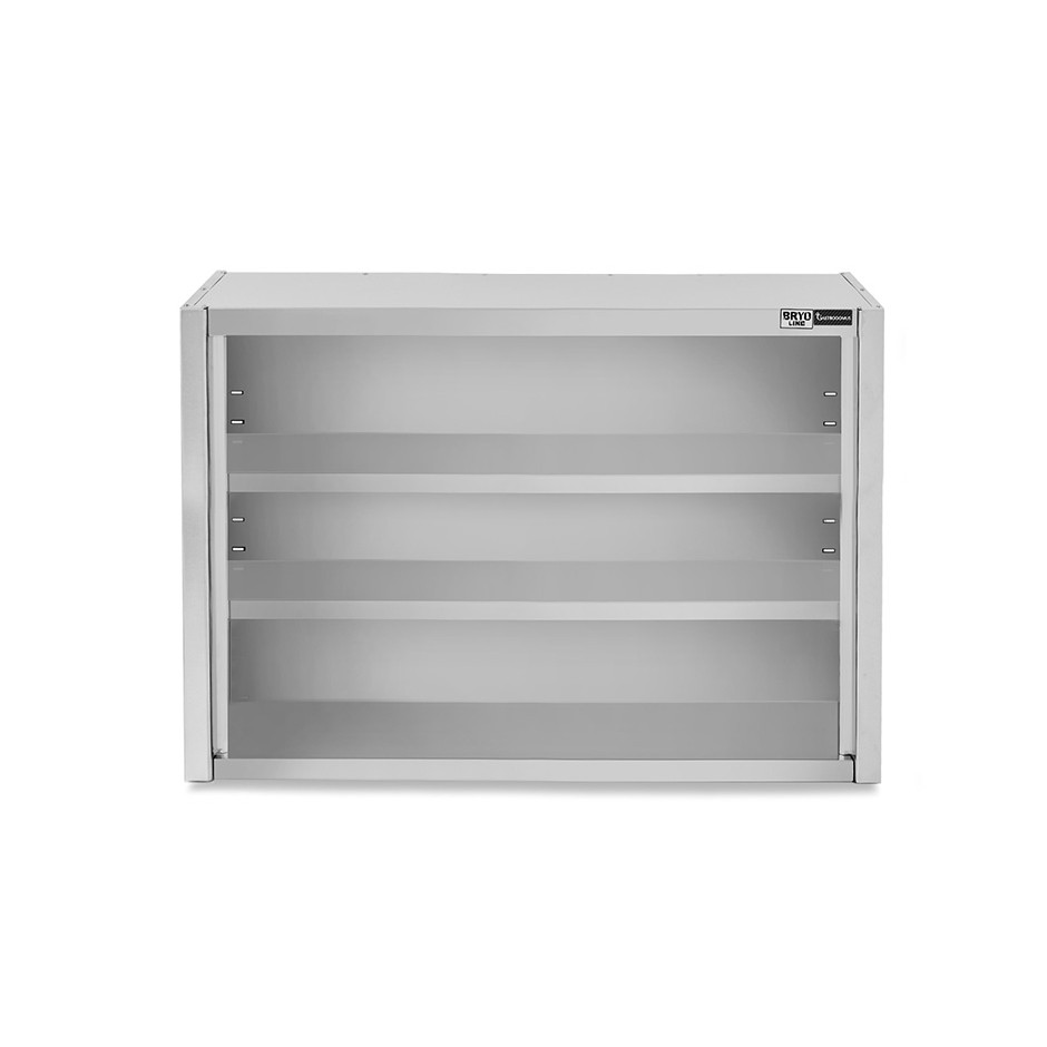Armario de pared de acero inoxidable con 2 estantes, L 1000 mm x P 400 mm x A 1000 mm