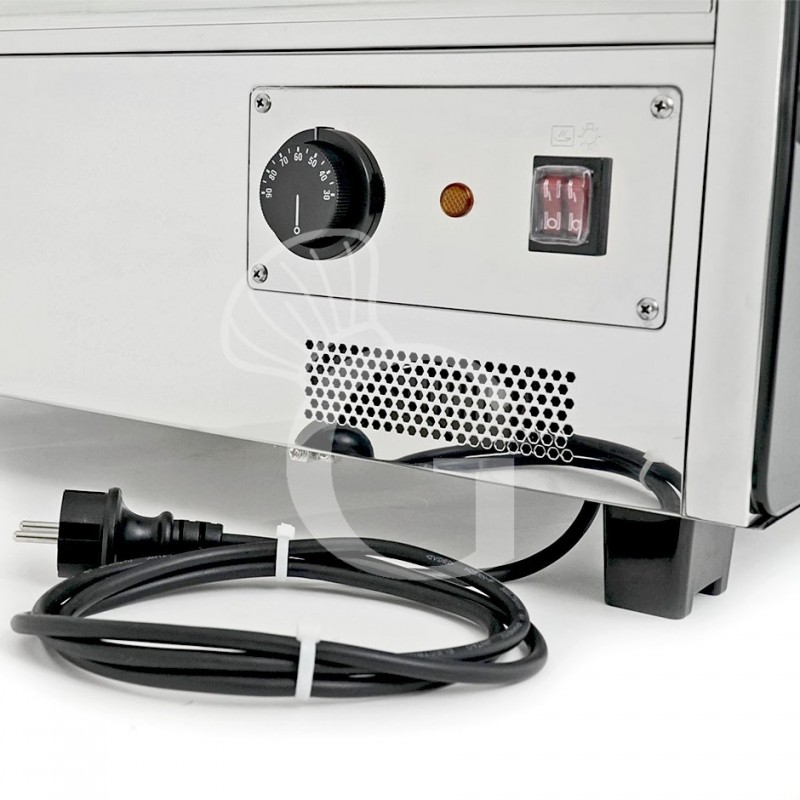 Vitrina caliente de vidrio y acero inoxidable 3 estantes +30°C/+90°C 120 LT L 678 mm x P 568 mm x A 686 mm