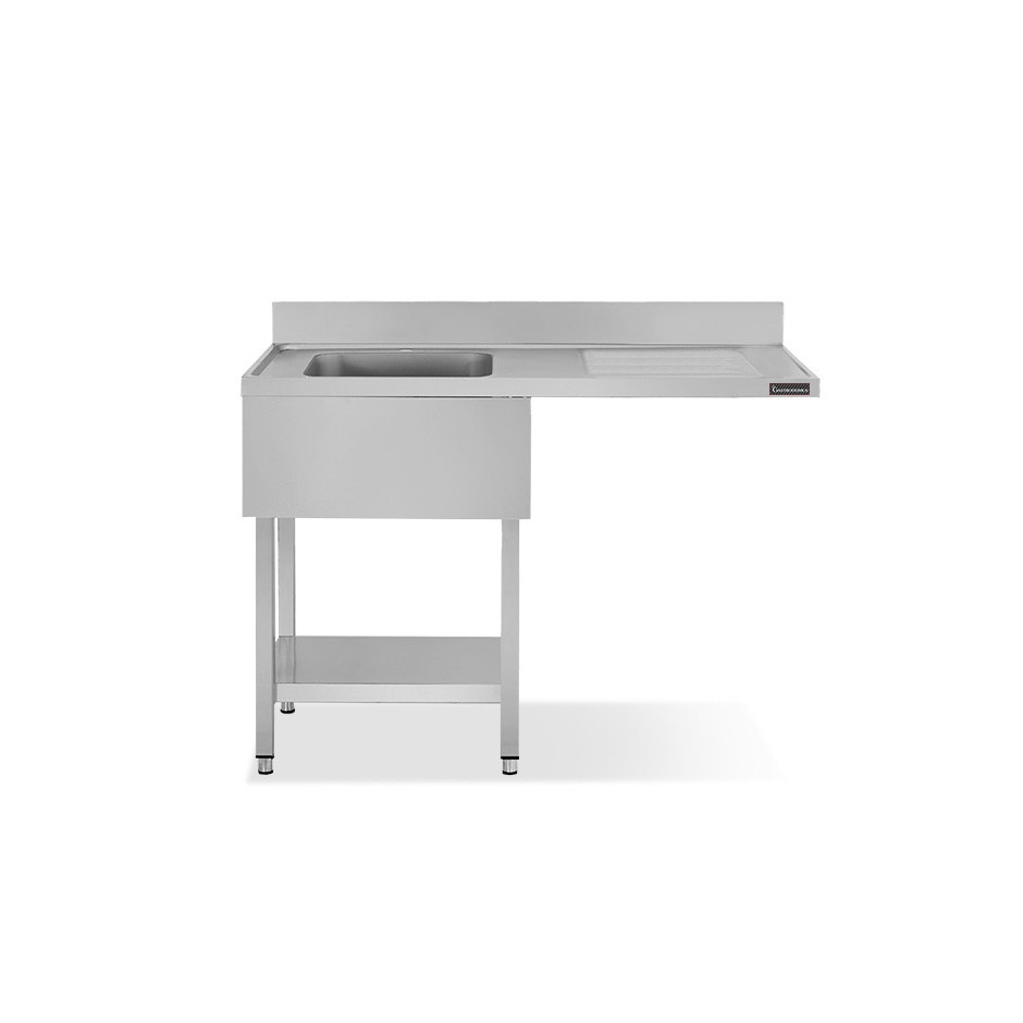 Fregadero con bastidor y hueco para lavavajillas, 1 cubeta, escurridor a la derecha L 1200 mm x P 600 mm x A 950 mm