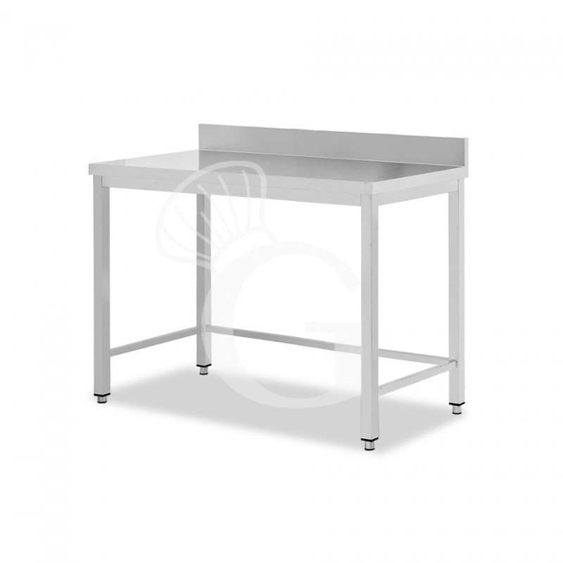 Mesa de acero inoxidable con peto trasero L 800 mm x P 700 mm x A 950 mm
