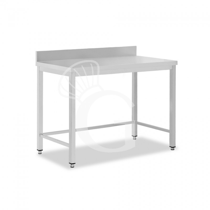 Mesa de acero inoxidable con peto trasero L 800 mm x P 700 mm x A 950 mm