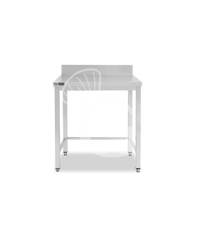 Mesa de acero inoxidable con peto trasero L 400 mm x P 600 mm x A 950 mm