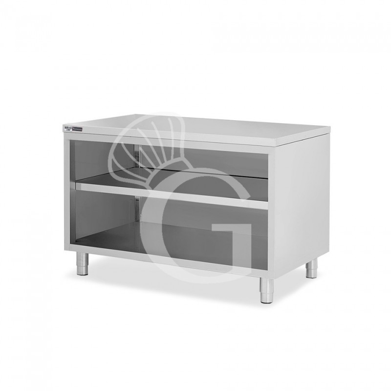 Mesa contrabarra de acero inoxidable con 2 estantes L 1500 mm x P 600 mm x A 865 mm