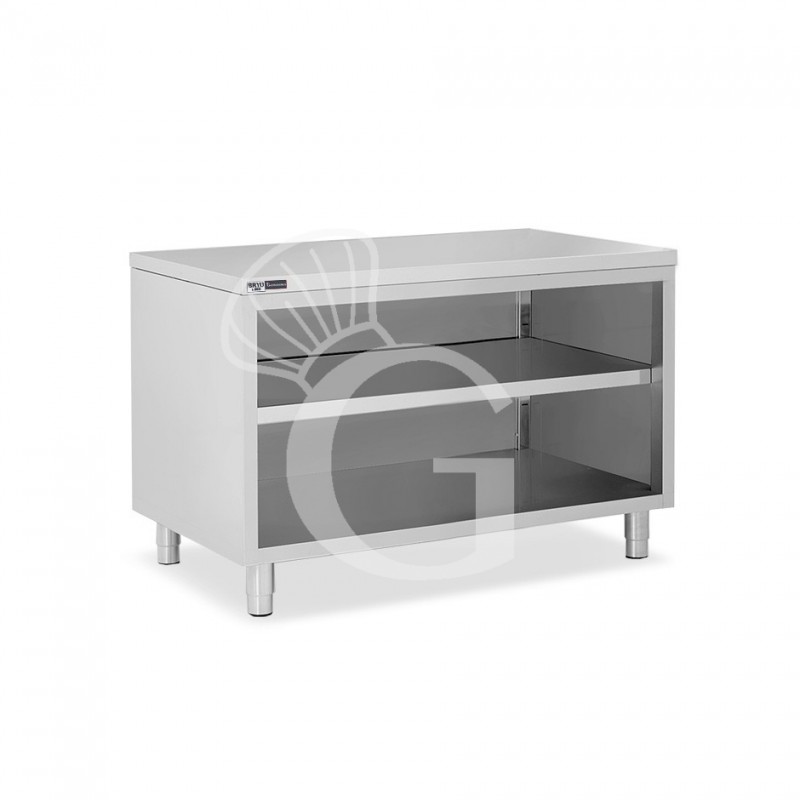 Mesa contrabarra de acero inoxidable con 2 estantes L 1500 mm x P 600 mm x A 865 mm