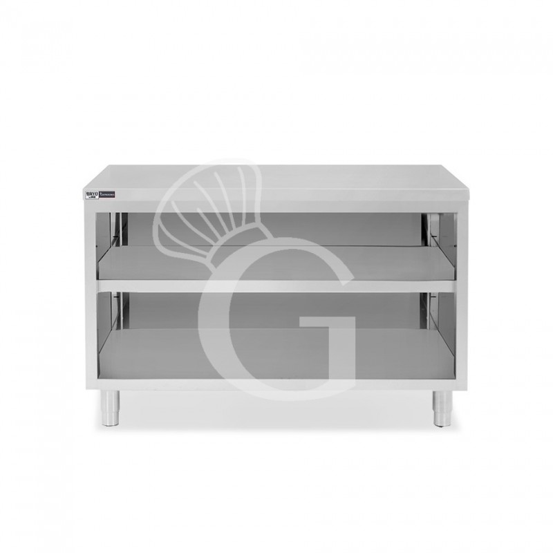 Mesa contrabarra de acero inoxidable con 2 estantes L 1500 mm x P 600 mm x A 865 mm