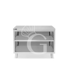 Mesa contrabarra de acero inoxidable con 2 estantes L 1300 mm x P 700 mm x A 865 mm