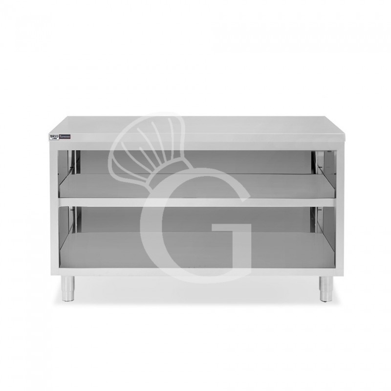 Mesa contrabarra de acero inoxidable con 2 estantes L 1800 mm x P 600 mm x A 865 mm