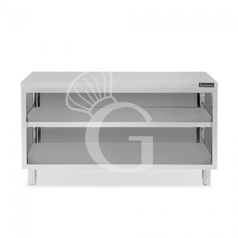 Mesa contrabarra de acero inoxidable con 2 estantes L 2000 mm x P 600 mm x A 850 mm