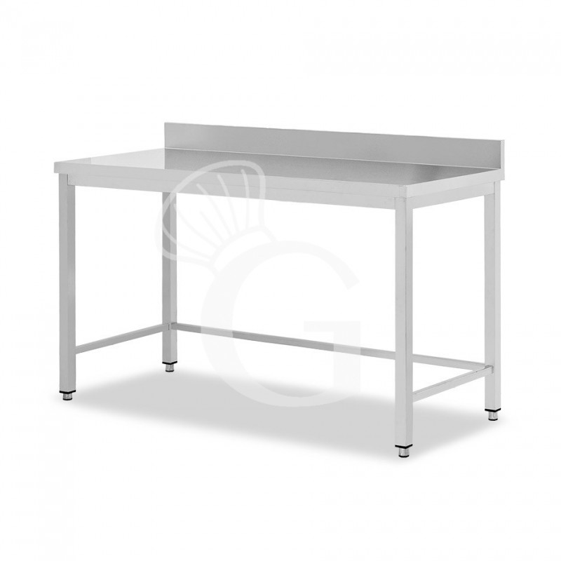 Mesa de acero inoxidable con peto trasero L 1800 mm x P 600 mm x A 950 mm
