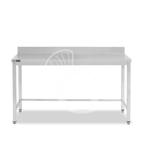 Mesa de acero inoxidable con peto trasero L 2000 mm x P 700 mm x A 965 mm