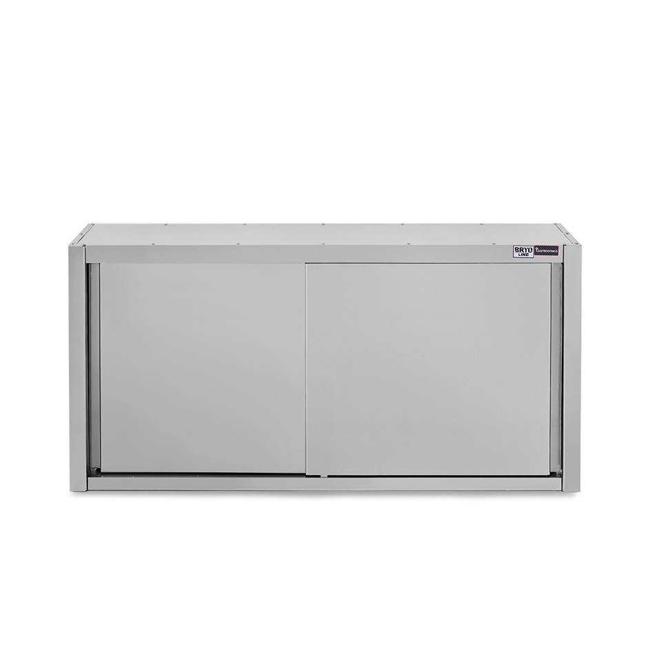 Armario de pared con puertas correderas inox con 2 estantes, L 1600 mm x P 400 mm x A 1000 mm