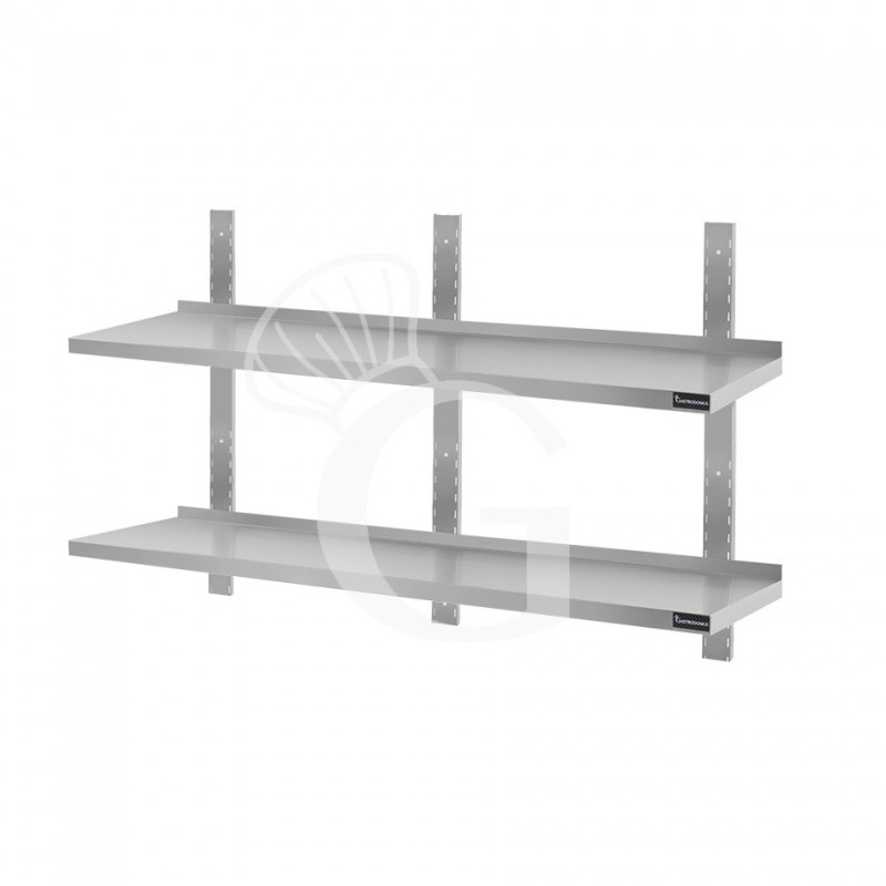 Estante de pared doble de acero inoxidable L 1800 mm x P 400 mm x A 700 mm