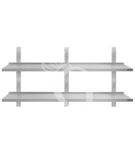 Estante de pared doble de acero inoxidable L 1900 mm x P 300 mm x A 700 mm