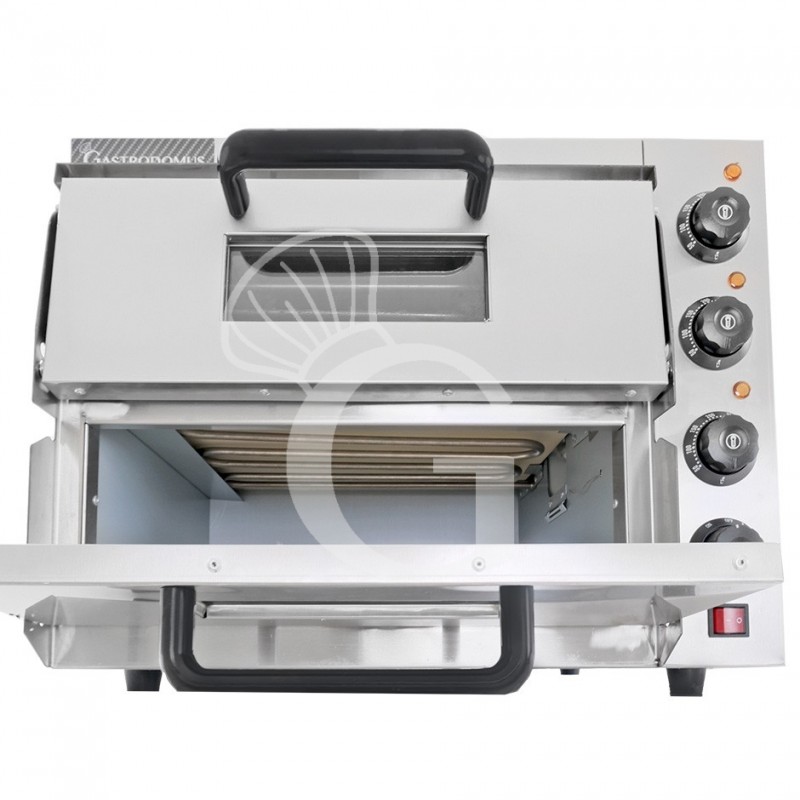Horno eléctrico 1+1 pizza diámetro 350 mm 2 cámaras control mecánico temperatura 350°C potencia 3 Kw
