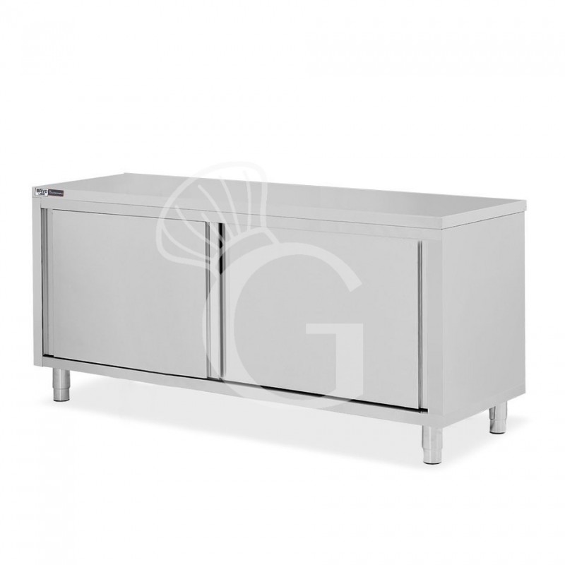 Mesa mural de acero inoxidable 2 puertas correderas L 2000 mm x P 800 mm x A 850 mm