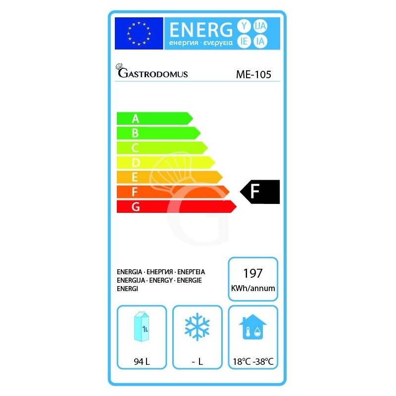Arcón congelador estático 97 LT -18°C Clase de eficiencia energética F