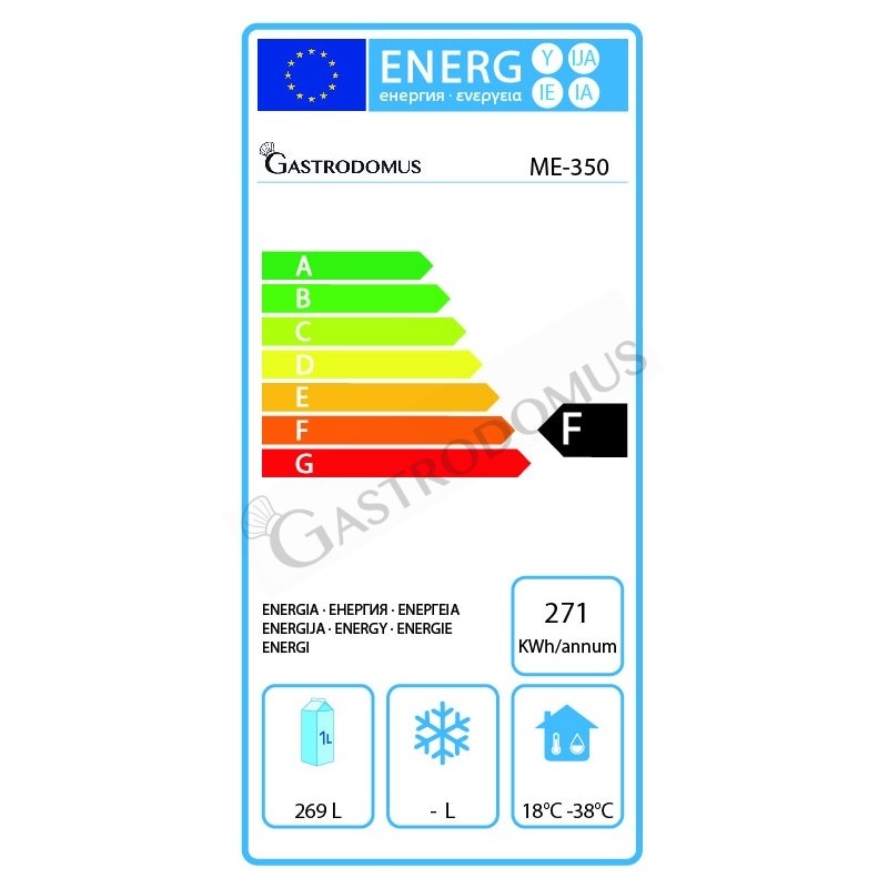 Arcón Congelador 280 LT, Temperatura -18°C, Clase de eficiencia energética F