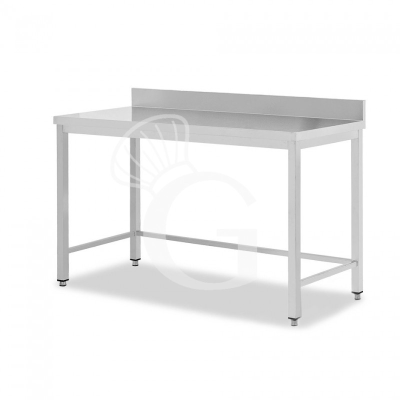 Mesa de acero inoxidable con peto trasero L 1300 mm x P 600 mm x A 950 mm