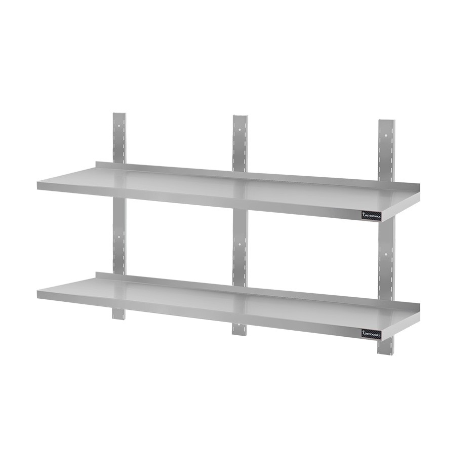 Estante de pared doble de acero inoxidable L 1700 mm x P 300 mm x A 700 mm