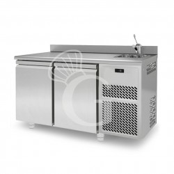 Mesa Refrigerada con fregadero 2 puertas, peto 700 mm de profundidad 0°C/+10°C Clase de eficiencia energética C