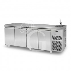 Mesa Refrigerada con fregadero 4 Puertas 700 mm de profundidad para rejillas GN1/1