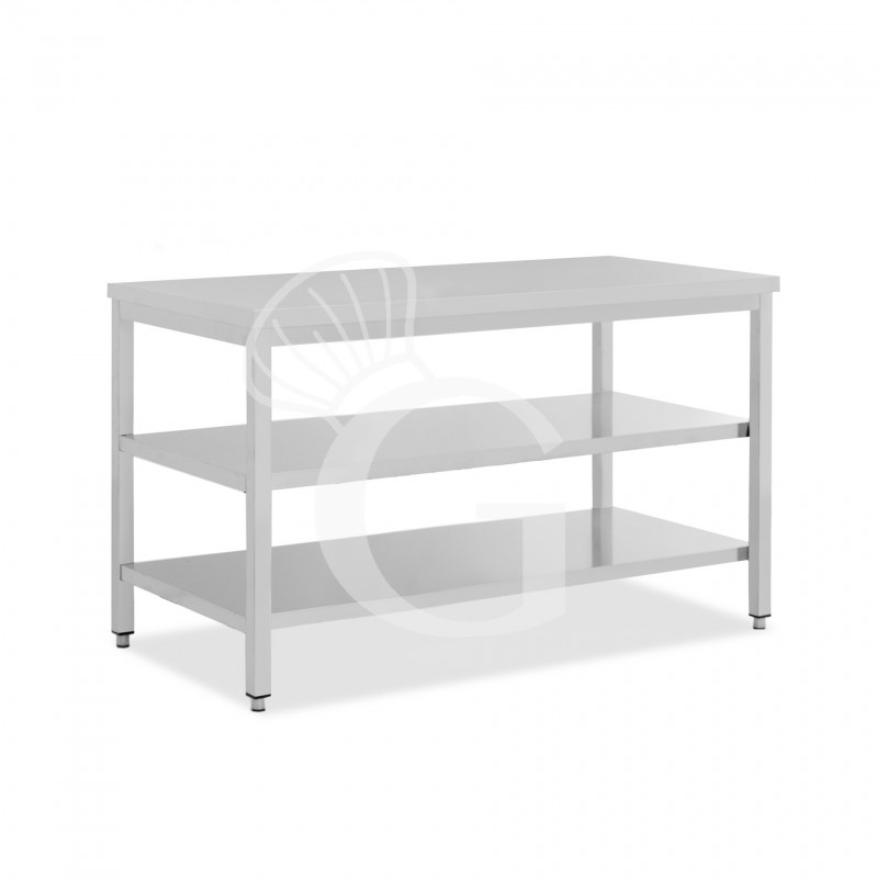 Tavolo inox 2 ripiani L 1900 mm x P 700 mm x H 850 mm