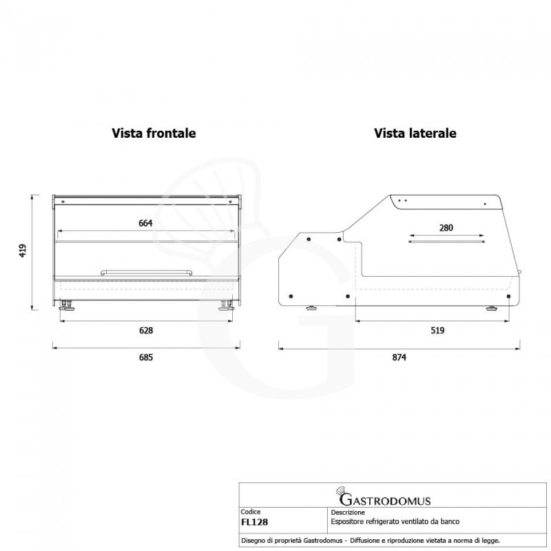 Vitrina refrigerada de sobremesa ventilada 128 LT +2°C/ +12°C