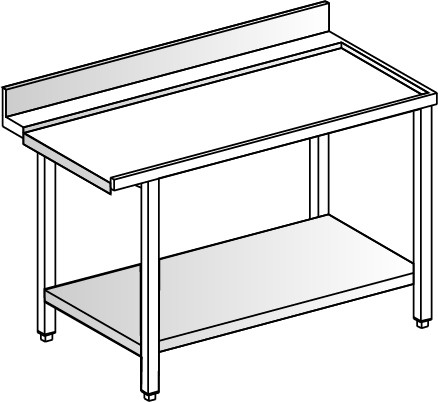 Mesa de salida derecha con estante y peto L 1000 mm